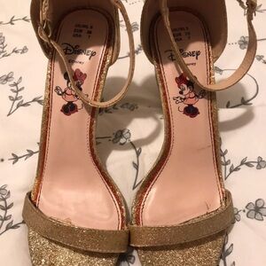 Disney Gold Glitter Heels with Minnie Design